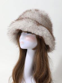 1 st damers eleganta hinkhatt i fuskpäls, tjock varm och fluffig öronskyddshatt för höst/vinter, trendig och mångsidig pulloverkeps - Multifärgad - Visa 9