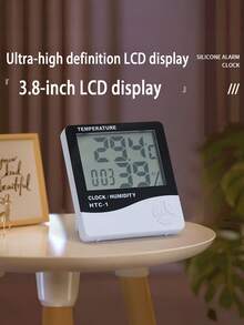 1pc White Digital Hygrometer Indoor Thermometer Humidity Monitor With Precise Temperature And Humidity Measurement, Suitable For Home, Bedroom, Nursery, Office, Greenhouse, Basement - Black and White - View 1