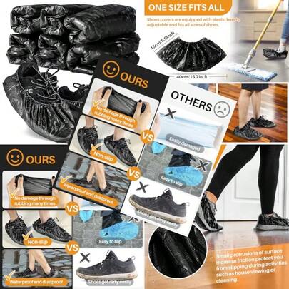 60 Pack 30 Pairs Shoe Covers Boot Covers Plastic Disposable Waterproof Shoe Covers For Men And Women Fits All Sizes Of Shoes For House Cleaning