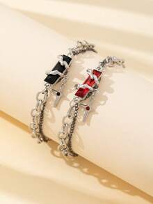 Starry Wrapped Rhinestone Titanium Steel Men Bracelet, New Design, Fashionable Accessory