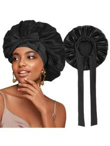 1件装奢华缎面丝绸睡眠帽 - 可调节舒适抽绳 - 男女通用护发产品，适用于沙龙、酒店、运动、居家使用，也可作毛巾或面巾使用。 - 彩色 - 查看 23