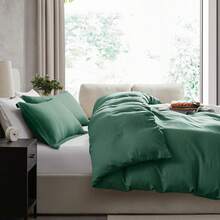 Soft Prewashed California King Duvet Cover Set, 3 Piece, Zipper Closure, 104x98 Inches Duvet Cover And 2 Pillow Shams - No Comforter,  In 2025 - 深綠色(無被子) - 查看 6