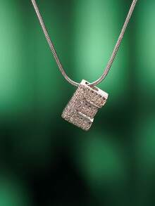 1pc Fashionable Bohemian Style Stainless Steel Necklace With 26 Cubic Zirconia Letter A-Z Pendants, Stainless Steel Snake Chain Jewelry, Suitable For Men And Women Everyday Wear - Silver - View 28