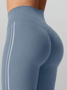 RUNONWHEELS 5 Leggings a vita alta a zampa d'elefante per fitness e sport quotidiani, pantaloni attillati da yoga a vita alta che modellano il lato B, pantaloni attillati a vita alta con incrocio sulla parte anteriore per la primavera - celeste - Visualizzare 4