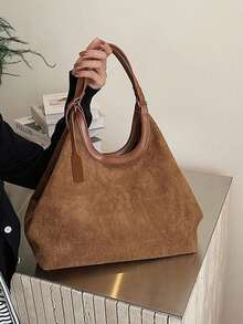New Fashion Solid Color Large Capacity Tote Bag For Women, Casual Stylish Bucket Bag For Work Commute, Shoulder & Crossbody Bag