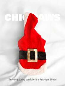 1pc Festive Red Santa Claus Dog Hoodie, Warm Christmas Party Costume & Formal Dress For Small Dogs - Perfect For Holiday Photos And Winter Outings.Ubranka Dla Psa