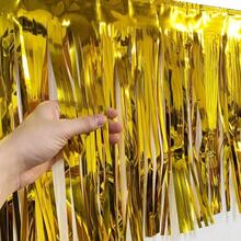 6 Packs 10 Feet Foil Fringe Garland Metallic Foil Tinsel Fringe Garland Wall Hanging Fringe Banner For Parade Floats Wedding Christmas Birthday Party Halloween Decor Gold