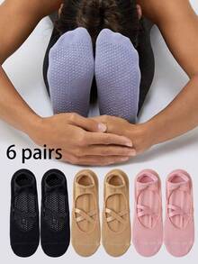 1/2/3/4/5/6 Đôi tất tập Pilates màu trơn cho nữ, đế silicon chống trượt, tất tập Yoga cho các môn thể thao trong nhà, chạy bộ, tập thể dục, nhảy dây, khiêu vũ, trang phục thường ngày, phù hợp với mọi mùa, quà tặng tuyệt vời cho mẹ, bạn gái, chị gái, giáo viên - Nhiều màu - Xem 40