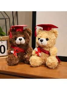 Graduation PhD Cap With Teddy Bear Ribbon | Creative Graduation Souvenir, Plush Teddy Bear Doll, Dorm Decor Photo Prop, Gift For Teacher, Classmate, Friend For Graduation Season - Multicolor - View 10