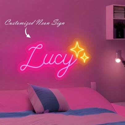 1pc Customized Neon Light Decor Lamp, Personalized With Name Or Phrase, USB Powered, Dimmable - INS Style Wall Decor Light, Minimalist & Fashionable - Romantic Lighting, Suitable For Halloween, Thanksgiving, Christmas, Bedroom, Women, Girls, Wedding, Birthday And More, Mother's Day Gift