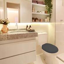 Universal White Toilet Seat With Lid - 黑色的 - 查看 2