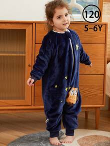 MICHLEY 1Pc Flannel Baby Sleeping Bag, Long Sleeve Zipper Wearable Sleeping Bag Suitable For Autumn And Winter Boys Girls Cute Casual Suitable For Fun And Vacation Baby Products