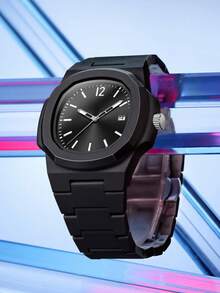 TOMI Matte Plastic Quartz Watch Set, Teen Boys Student Gift Box Wristwatch - Black - View 5