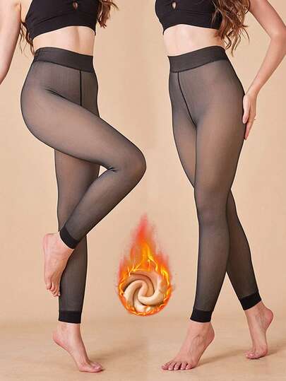 1条220克加厚保暖连裤袜，女士短款半透明连裤袜，柔软保暖绒面袜，适合日常穿着（适合5-15°C），舒适保暖