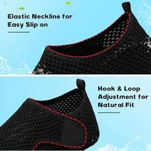 Scurtain Barefoot Water Shoes For Women Men Beach Swim Aqua Socks Summer Quick-Dry Sandals Slippers - 網狀黑色 - 查看 3