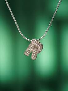 1pc Fashionable Bohemian Style Stainless Steel Necklace With 26 Cubic Zirconia Letter A-Z Pendants, Stainless Steel Snake Chain Jewelry, Suitable For Men And Women Everyday Wear - Silver - View 23