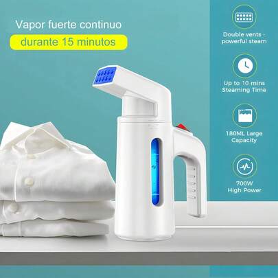Plancha a Vapor para Ropa, Plancha de Vapor Vertical con Tanque de Agua de 180ml, para Prenda y Tela Delicada,Compacta para Viaje o Casa(blanco)