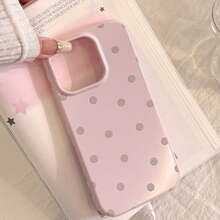 Ốp điện thoại chống rơi họa tiết chấm bi hồng tối giản, thời trang và đa năng, quà tặng mùa xuân. - Hồng - Xem 4