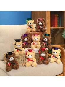 Graduation PhD Cap With Teddy Bear Ribbon | Creative Graduation Souvenir, Plush Teddy Bear Doll, Dorm Decor Photo Prop, Gift For Teacher, Classmate, Friend For Graduation Season - Multicolor - View 4
