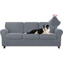 CHUN YI Juego de Fundas de Sofá Elásticas de 7 Piezas, Funda de Sofá de 3 Plazas con Tres Respaldos Separados y Cojines con Bandas Elásticas, Tela Jacquard de Spandex (Tamaño Grande, Gris Claro) -  China - Gris Claro - Ver 10