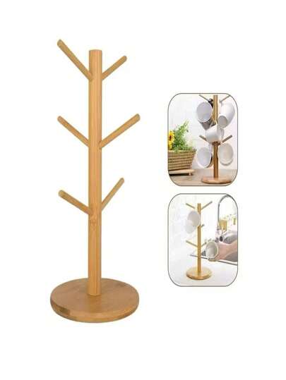 Suporte Porta Xicaras Bambu Madeira Pendurar Caneca Copo Cafe Cha Organizador Xicara Promoção