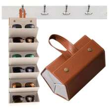 Portable 5-Compartment Sunglasses Case In Suede Foldable Travel Case Black, Brown Or Gray - Óxido marrón - Ver 9