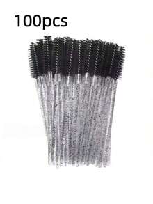 50/100 piezas Cepillo desechable de pestañas, varitas de rímel, juegos de brochas de maquillaje para extensiones de pestañas y cepillo de cejas con contenedor, cepillo de cejas, cepillo de sombra de ojos, spoolie, cepillo spoolie - Multicolor - Ver 16