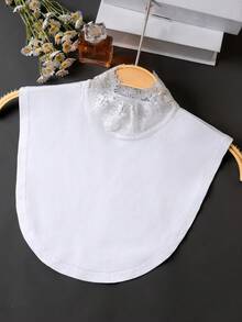 1pc Women Lace Collar Neck Warmer Solid Color Undershirt, Cute Floral Petal Fake Collar, White For Dress For Christmas Decor - Multicolor - View 12