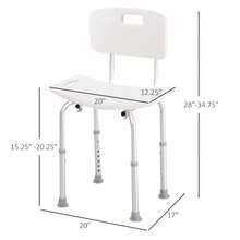 HOMCOM Bath Chair With Back, Adjustable Height Non-Slip Shower Stool Bench Tool-Free Assembly Bathroom Aids, White - 白色 - 查看 5