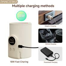 PANCERKA 快速加热便携式婴儿奶瓶加热器 - 可充电 USB 带温度监测器，无线，随时随地保温营养奶瓶，必备旅行配件，婴儿奶瓶加热器，时尚设计，牛奶加热器 - 米色 - 查看 8