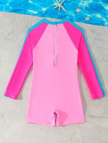 NB VEST Children's Swimsuit With Long Sleeves And Love Print 2025 I3616 - 淺藍色 - 查看 2