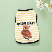 新款卡通熊印花宠物背心，狗狗背心，宠物服装，春夏款 - 黃色 - 查看 12