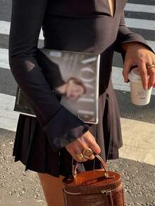 Vestido de camiseta interior con manga larga, escote en V profundo, casual, elegante, para resort y fiesta, con falda plisada, para otoño/invierno