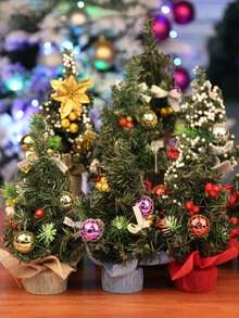 1pc Micro Landscape DIY Christmas Decoration Christmas Tree Pottery 20cm Mini Ornament, Shop Window Doll House Decoration Accessories, Surprise Gifts For Christmas Party Activities Home Decor Christmas Decorations Room Decor Winter