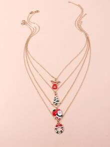 4pcs Minimalist Fashion Santa Claus, Christmas Tree Necklace Set, Suitable For Women's Daily Wear, Reindeer Wreath Choker Necklace