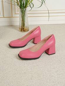 Chaussures Retro Babies style français, nouvelles arrivées talons hauts pour femmes, chaussures de fête mode coréenne, couleur unie élégante à bout rond talon épais, grande taille