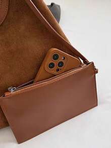 New Fashion Solid Color Large Capacity Tote Bag For Women, Casual Stylish Bucket Bag For Work Commute, Shoulder & Crossbody Bag