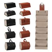 Portable 5-Compartment Sunglasses Case In Suede Foldable Travel Case Black, Brown Or Gray - Hitam - View 6