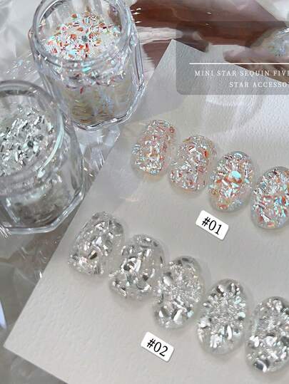 1盒/2盒 Url-Thin 闪亮亮片，用于美甲装饰，全息大块追光闪片，用于美甲DIY用品