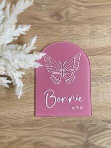 1PC Personalized Baby Name Sign, Modern Nursery Art, Baby Shower & Christening Gift For Girls Boys, Custom Acrylic Nursery Wall Decor For Birth Announcement, Nursery Decor, Door Sign, Custom Kids Teen Announcement Sign, Kids Birth Plaque, Personalized Wooden Birth Name Plaque, Hello World Reveal Photo Props - Multicolor - View 4