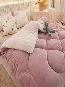 1 pieza Edredón estampado de sherpa grueso, cálido y suave, adecuado para habitación de invitados, dormitorio, uso en el hogar (solo edredón, sin incluir almohada)