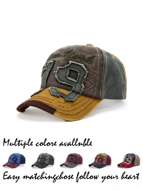 1pc Numeric & Letter Embroidered Colorblock Baseball Cap, Vintage Streetwear Fashion Versatile Unisex Sports Hat