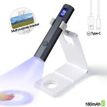 Lâmpada de secagem de unhas portátil, UV/LED, que cura todos os tipos de esmalte em gel. Recarregável com cabo Tipo C, conjunto 3 em 1 com suporte, lâmpada e cabo. Compacta e elegante, ótima opção para presente, acessível e com excelente custo-benefício. - Multicolorido - Ver 20