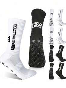 2/6/10/12 Pcs Men Cushion Crew Socks Sport Grip Socks Exercise Athletic Football Basketball Rugby Cycling Running, For Gym, Fall