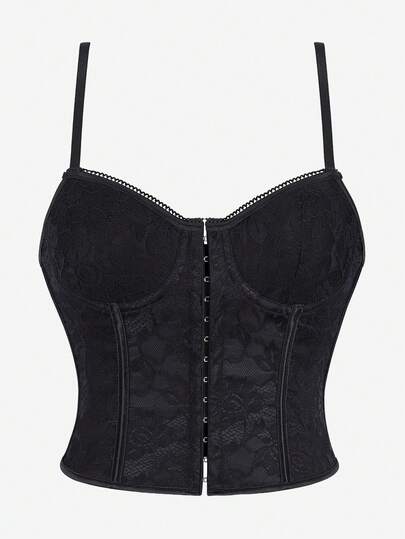 Corset, body con cierre de botones delantero, tirantes de espagueti, adornos de encaje y volantes que cintura, adecuado para eventos formales, fiestas, Halloween