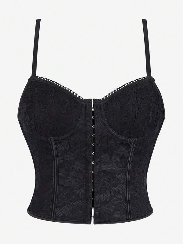 Corset, body con cierre de botones delantero, tirantes de espagueti, adornos de encaje y volantes que cintura, adecuado para eventos formales, fiestas, Halloween