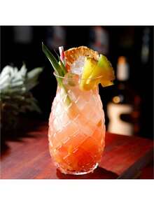 1 件菠萝鸡尾酒杯，豪华浮雕鸡尾酒/果汁杯 - 透明色 - 查看 8