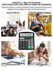 Calculadora de escritorio de 12 dígitos para oficina con pantalla LCD grande, doble alimentación solar y batería, calculadora con botones grandes empotrados para oficina, hogar y escuela .para contabilidad, finanzas, estudiantes, uso de oficina, de estilo elegante y femenino, de colores de alta gama, buen valor, útiles escolares. - Unitalla - Ver 2