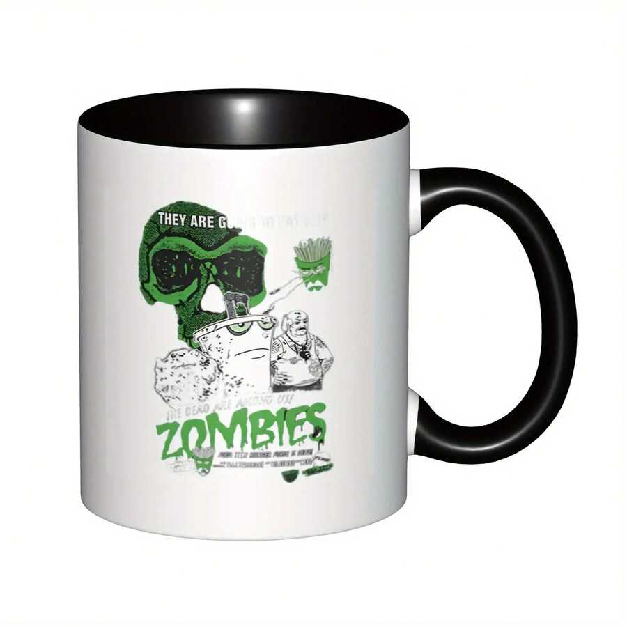 11oz Ceramic Coffee Mug - Aquarian Boy Hunger Power Zombie Design, Unisex Fun Gift, Suitable For Birthdays, Holidays, Christmas, Valentine's Day, Dishwasher And Microwave , Festive Drinkware | Humorous Design | Durable Beverage Container, Funny Coffee-Themed Gift - Multicolor - View 1