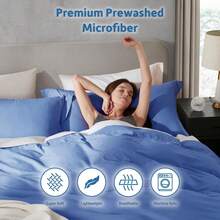 Soft Prewashed California King Duvet Cover Set, 3 Piece, Zipper Closure, 104x98 Inches Duvet Cover And 2 Pillow Shams - No Comforter,  In 2025 - 平靜藍(無被子) - 查看 5